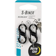 S-Biner Micro Lock- Stainless Steel- Black- Twin Pack   